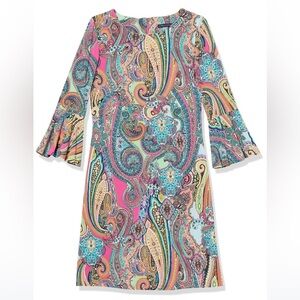 Tommy Hilfiger Paisley Print Bell Sleeve Colorful Dress Size 6 Bright Resortwear